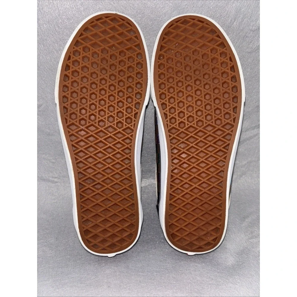 Vans Ward Women's Size 8.5 Iridescent Check Skate Shoes 500714 Rainbow Blk Wht‎